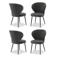 Detailed information about the product Artiss 4x Dining Chairs Sherpa Boucle Wing Back Grey
