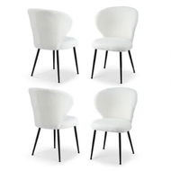 Detailed information about the product Artiss 4x Dining Chairs Sherpa Boucle Wing Back White