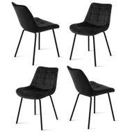 Detailed information about the product Artiss 4x Dining Chairs Velvet Tufted Kitchen Lounge Cafe Accent Chair Black