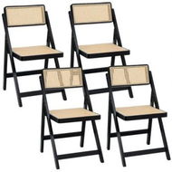 Detailed information about the product Artiss 4x Dining Chairs Wooden Rattan Foldable Black