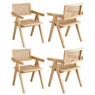 Detailed information about the product Artiss 4x Dining Chairs Wooden Rattan Seat Rubber Wood Frame