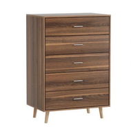 Detailed information about the product Artiss 5 Chest of Drawers - MIRI Walnut