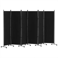 Detailed information about the product Artiss 6 Panel Room Divider Screen 323cm Wheel Fabric Black