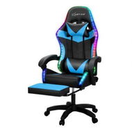 Detailed information about the product Artiss 6 Point Massage Gaming Office Chair 7 LED Footrest Cyan Blue