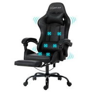 Detailed information about the product Artiss 6 Point Massage Gaming Office Chair Footrest Black