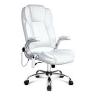 Detailed information about the product Artiss 8 Point Massage Office Chair PU Leather White