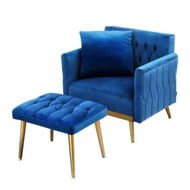 Detailed information about the product Artiss Armchair Ottoman Accent Chair Pillow Velvet Blue