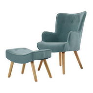 Detailed information about the product Artiss Armchair Set with Ottoman Blue Lansar