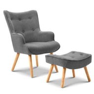 Detailed information about the product Artiss Armchair Set with Ottoman Grey Lansar