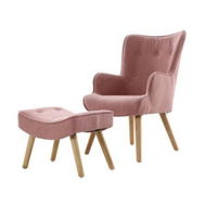 Detailed information about the product Artiss Armchair Set with Ottoman Pink Lansar