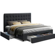 Detailed information about the product Artiss Avio Bed Frame Fabric Storage Drawers - Charcoal Double