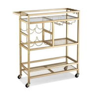 Detailed information about the product Artiss Bar Cart Drinks Trolley Serving Wine Rack Glass Holder 3 Hooks 72cm Gold
