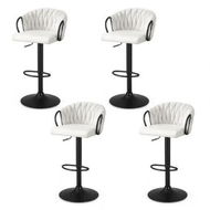 Detailed information about the product Artiss Bar Stool x4 Kitchen Dining Chair Counter Gaslift Woven Velvet Ivory