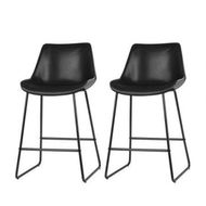 Detailed information about the product Artiss Bar Stools Kitchen Counter Barstools Leather Metal Chairs Black x2