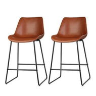 Detailed information about the product Artiss Bar Stools Kitchen Counter Barstools Leather Metal Chairs Brown x2