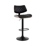 Detailed information about the product Artiss Bar Stools Kitchen Dining Chairs Gas Lift Stool Wooden Leather Black