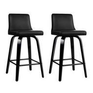 Detailed information about the product Artiss Bar Stools Kitchen Leather Barstools Swivel Wooden Chairs X2