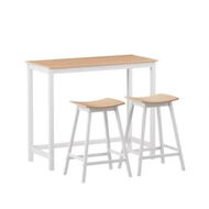 Detailed information about the product Artiss Bar Table and Stools Set Dining Desk Solid Wood Kitchen Chairs Cafe Pub