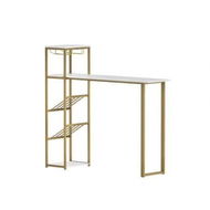 Detailed information about the product Artiss Bar Table Dining Storage Shelf Wine Rack Home Kitchen Office Desk Gold