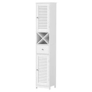Detailed information about the product Artiss Bathroom Storage Cabinet 170cm Tall Slim Organiser Toilet Corner Adjustable Shelf Louver Door White