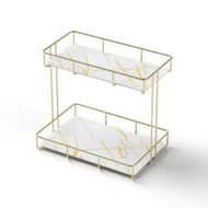 Detailed information about the product Artiss Bathroom Storage Rack 2 Tier Corner Organiser Gold Marble Look