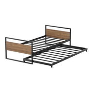 Detailed information about the product Artiss Bed Frame 2x Single Size Metal Trundle Daybed DEAN