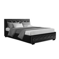 Detailed information about the product Artiss Bed Frame Double Size Gas Lift Base With Storage Black Leather Tiyo Collection