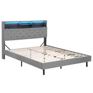 Detailed information about the product Artiss Bed Frame Double Size LED Mattress Base Platform with Storage Shelf Hidden Storage Box Grey