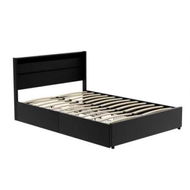 Detailed information about the product Artiss Bed Frame Double Size LED with 4 Drawers Black DUNN