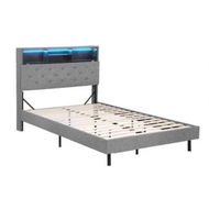Detailed information about the product Artiss Bed Frame King Single Size LED Mattress Base Platform with Storage Shelf Hidden Storage Box Grey