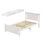 Detailed information about the product Artiss Bed Frame King Single Size Wooden Platform with 2 Storage Drawers White RIO
