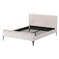 Detailed information about the product Artiss Bed Frame Queen Bed Base w Headboard Beige Fabric Wooden Slats Metal Legs