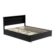 Detailed information about the product Artiss Bed Frame Queen Size LED with 4 Drawers Black DUNN