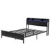 Artiss Bed Frame Queen Size with Storage Shelf Headboard Charging Station GRID. Available at Crazy Sales for $259.95