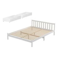Detailed information about the product Artiss Bed Frame Queen Size Wooden Platform with 2 Storage Drawers White
