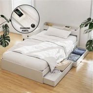 Detailed information about the product Artiss Bed Frame Single Size with Charging Ports and 2 Drawers AURA