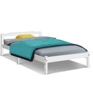 Detailed information about the product Artiss Bed Frame Single Size Wooden Mattress Base Timber Platform White