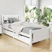 Artiss Bed Frame Single Size Wooden with 2 Drawers White RIO. Available at Crazy Sales for $239.95