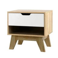 Detailed information about the product Artiss Bedside Table 1 Drawer with Shelf - IKER White & Oak