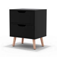 Detailed information about the product Artiss Bedside Table 2 Drawers - BODEN Black