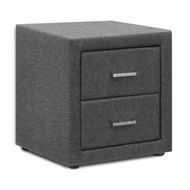 Detailed information about the product Artiss Bedside Table 2 Drawers Fabric - CADEN Grey