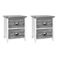 Detailed information about the product Artiss Bedside Table 2 Drawers Vintage X2 - THYME Grey