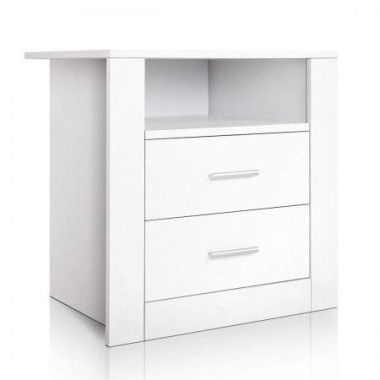 Artiss Bedside Table 2 Drawers with Shelf - TARA White