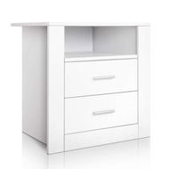 Detailed information about the product Artiss Bedside Table 2 Drawers with Shelf - TARA White