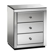 Detailed information about the product Artiss Bedside Table 3 Drawers Mirrored - PRESIA Grey