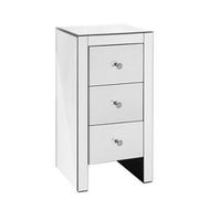 Detailed information about the product Artiss Bedside Table 3 Drawers Mirrored - QUENN Silver