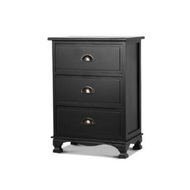 Detailed information about the product Artiss Bedside Table 3 Drawers Vintage - THYME Black