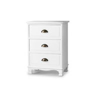 Detailed information about the product Artiss Bedside Table 3 Drawers Vintage - THYME White