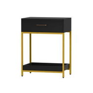 Detailed information about the product Artiss Bedside Table Drawers Side Table Shelf Storage Nightstand Black MASON