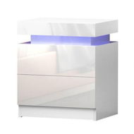 Detailed information about the product Artiss Bedside Table LED 2 Drawers Lift-up Storage - COLEY White